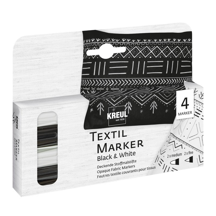 Markery tekstylne Black and White KREUL / 4 szt.