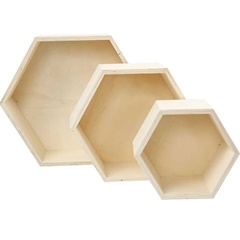 Storage boxes drewniane skrzynki 3 szt | kształt sześciokątny