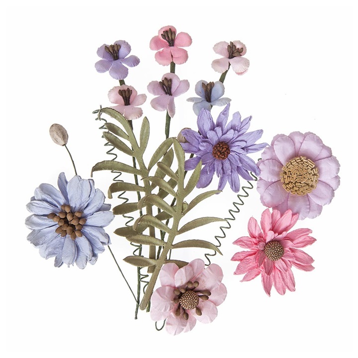 Kwiaty papierowe - Pink & Lavender / 12 szt
