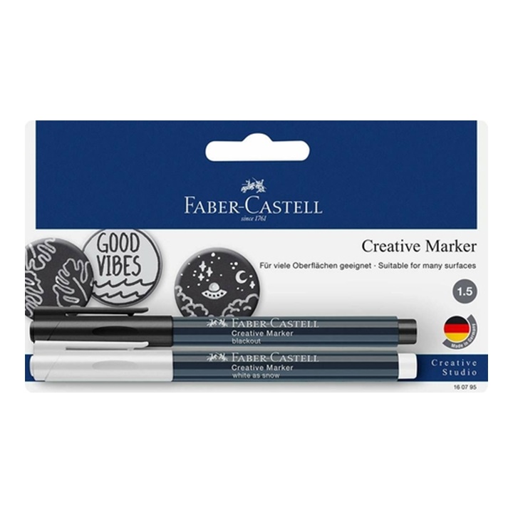 Faber Castell marker kreatywny biały/czarny