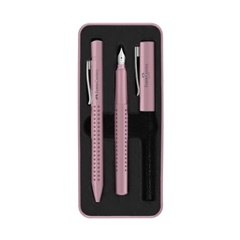 Zestaw prezentowy GRIP 2011 Faber-Castell Pióro wieczne i długopis w pudrowo-różowym kolorze