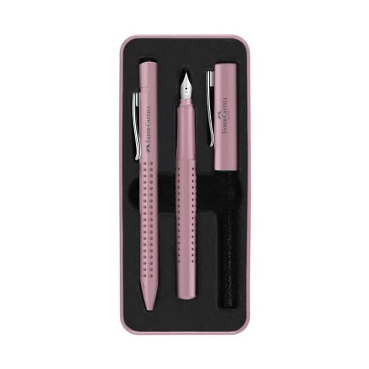 Zestaw prezentowy GRIP 2011 Faber-Castell Pióro wieczne i długopis w pudrowo-różowym kolorze