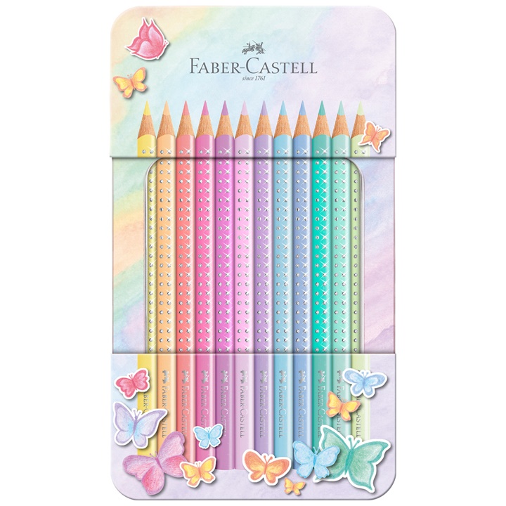Kredki ołówkowe GRIP Sparkle w pastelowych kolorach Faber Castell / 12 szt.
