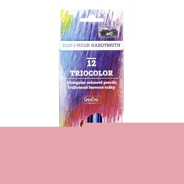 Zestaw kredek trójkątnych z temperówkąTriocolor 12 szt