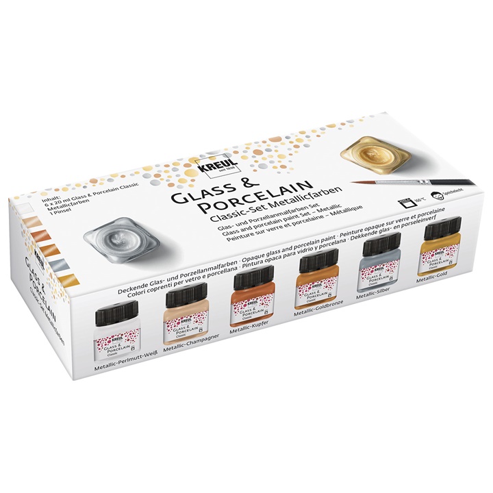 Zestaw farb Metallic do malowania porcelany szkła / 6x20ml