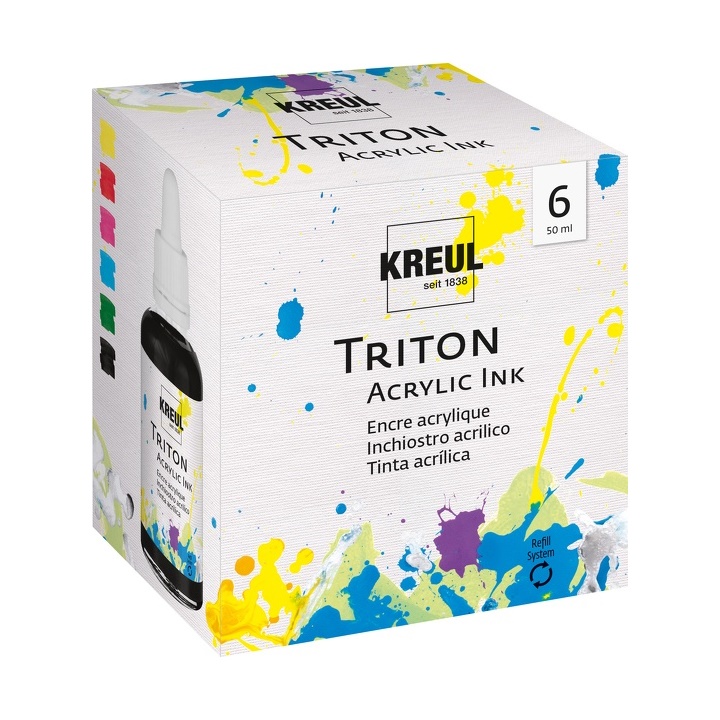 Tusz akrylowy KREUL 50 ml - zestaw 6 szt.