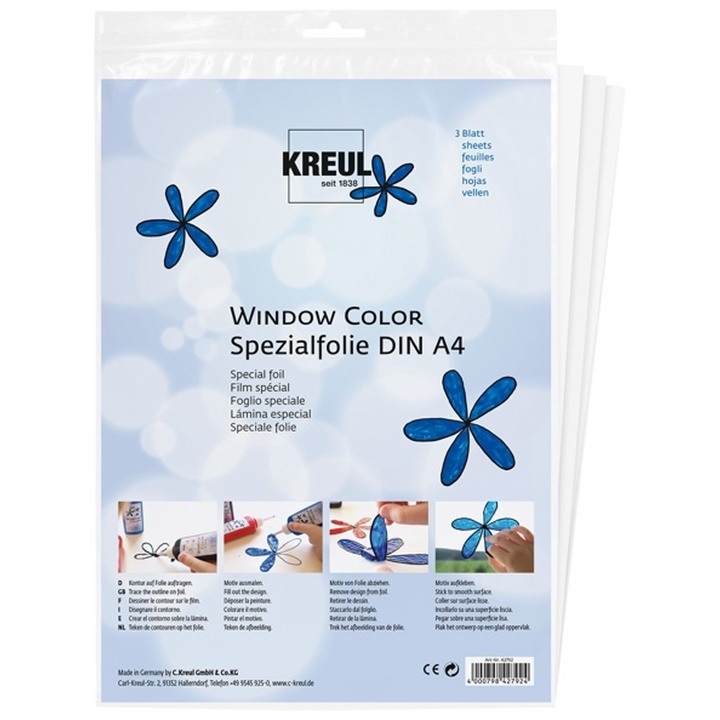 Folia do tworzenia aplikacji na szkło KREUL - 3 arkusze A4