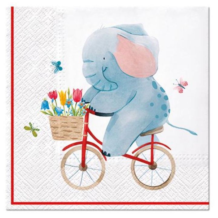 Serwetki do Decoupage Elephant on Bike  / 1 szt