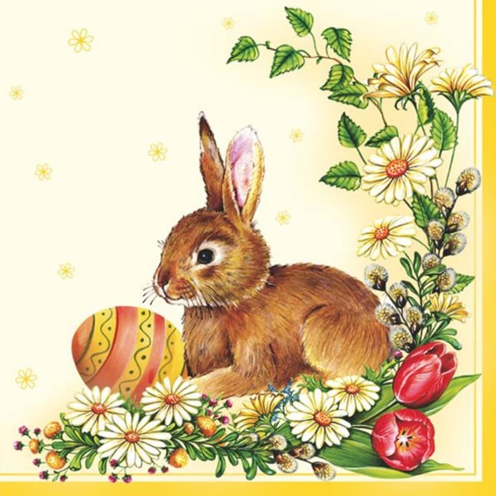 Serwetki do Decoupage  Easter Egg and Hare Yellow  1 szt