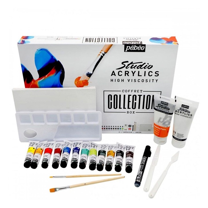Zestaw farb Studio Acrylics Box z akcesoriami 23 szt.