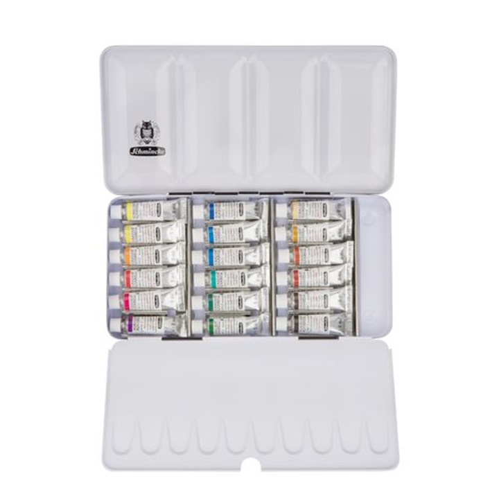 Zestaw farb akwarelowych w tubach Schmincke HORADAM metalowa kaseta | 18 x 5 ml