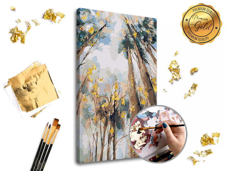 Malowanie po numerach PREMIUM GOLD - Między drzewami
