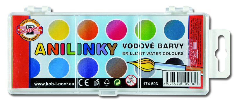 Farby akwarelowe dla dzieci KOH-I-NOOR / 12 kolorów