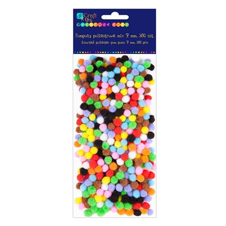 Mix Pompony kolorowe mini  7 mm - 380 szt 
