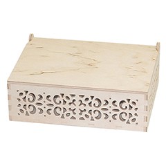 Drewniana ażurowa szkatułka z wieczkiem / 23,2 x 17,2 x 8,2 cm 
