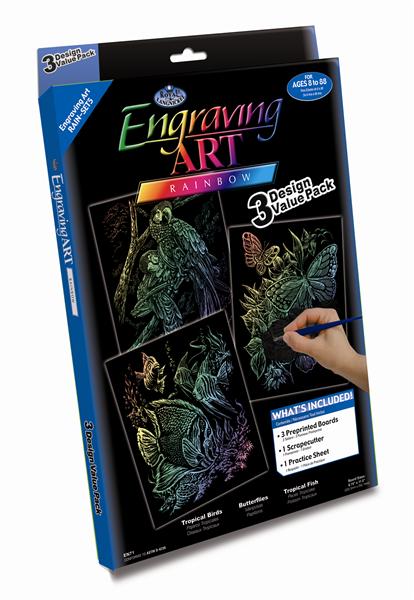 Kreatywny zestaw, zestaw do engravingu - Rainbow / 3 wzory