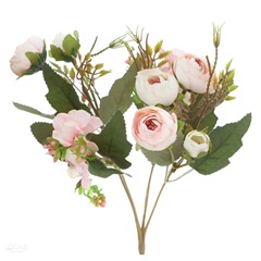 Bukiet sztucznych kamelii w kolorze pudrowego różu 29 cm