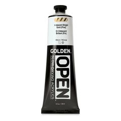 GOLDEN OPEN Wolnoschnąca opalizująca farba akrylowa 148 ml | 7480 Jasná Zlatá Jemná