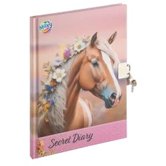 Horse Secret Diary z zamkiem i kluczem A5 60 arkuszy by MOXY