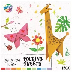 Kolorowe arkusze do składania 15×15 cm - 120 arkuszy - 70 GSM