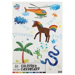 Kolorowy karton A4 - 10 kolorów, 20 arkuszy, 300 GSM