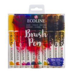 Pisaki akwarelowe Ecoline Brush Pen Dark | 10 częściowy zestaw