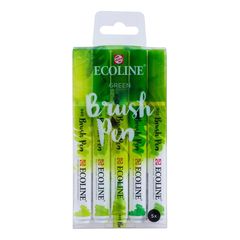 Pisaki akwarelowe Ecoline Brush Pen Green | Zestaw 5 sztuk