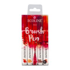 Pisaki akwarelowe Ecoline Brush Pen Red | Zestaw 5 sztuk