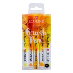 Pisaki akwarelowe Ecoline Brush Pen Yellow | Zestaw 5 sztuk