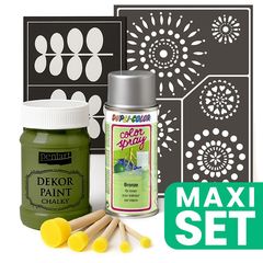 Zestaw do renowacji mebli ze srebrną farbą w sprayu - Thorn Green