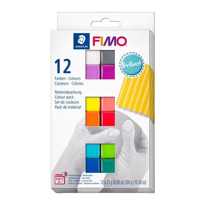 Zestaw miękkiej glinki polimerowej FIMO, jaskrawe kolory 12x25g