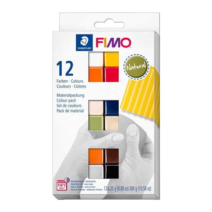 Zestaw miękkiej glinki polimerowej FIMO, naturalne kolory 12x25g